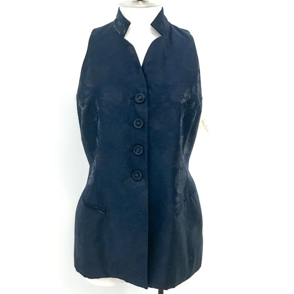 Dior 10P Metallic Floral Formal Skirt Suit Navy - Picture 3 of 15